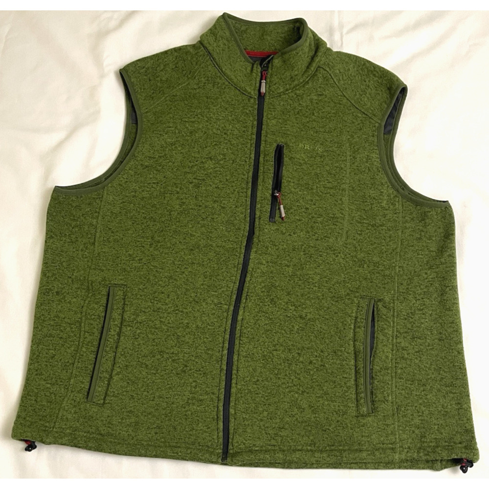 Orvis Sweater Fleece Vest Mens XXL Green Full Zip Pocket Outdoor Hiking Fishing